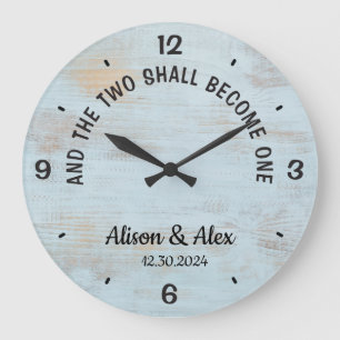 Personalised and the two shall become one flesh large clock
