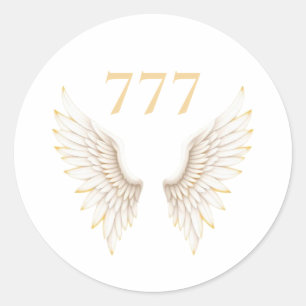 Personalised Angel Number with Elegant Wings Classic Round Sticker