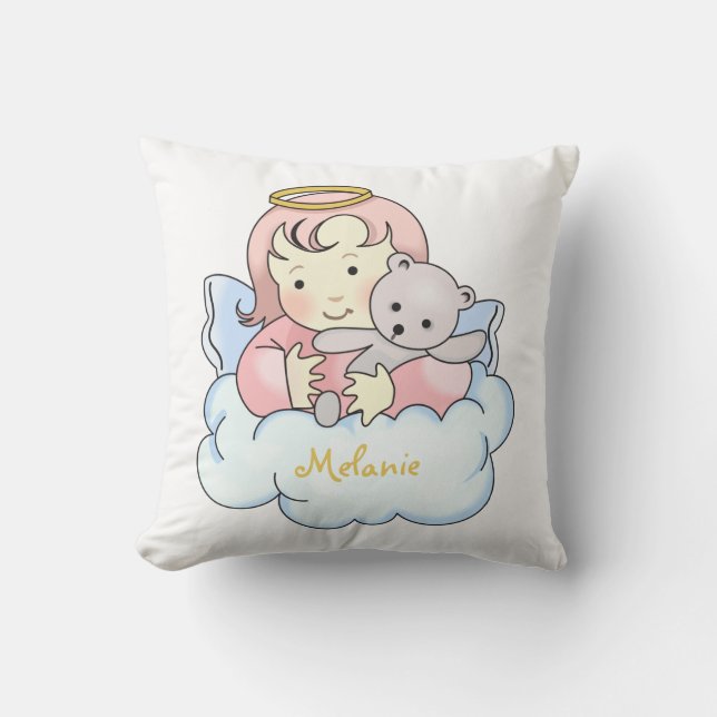 Personalised Angel On Cloud Throw Pillow (Front)
