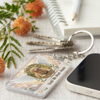 Personalised Angel Wings Pet Memorial Portrait Key Ring