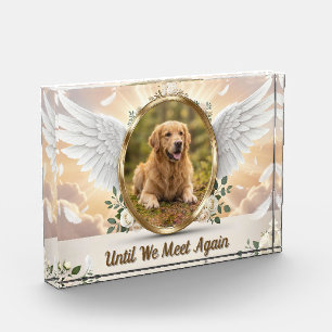 Personalised Angel Wings Pet Memorial Portrait Photo Block