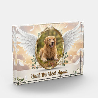 Personalised Angel Wings Pet Memorial Portrait Photo Block