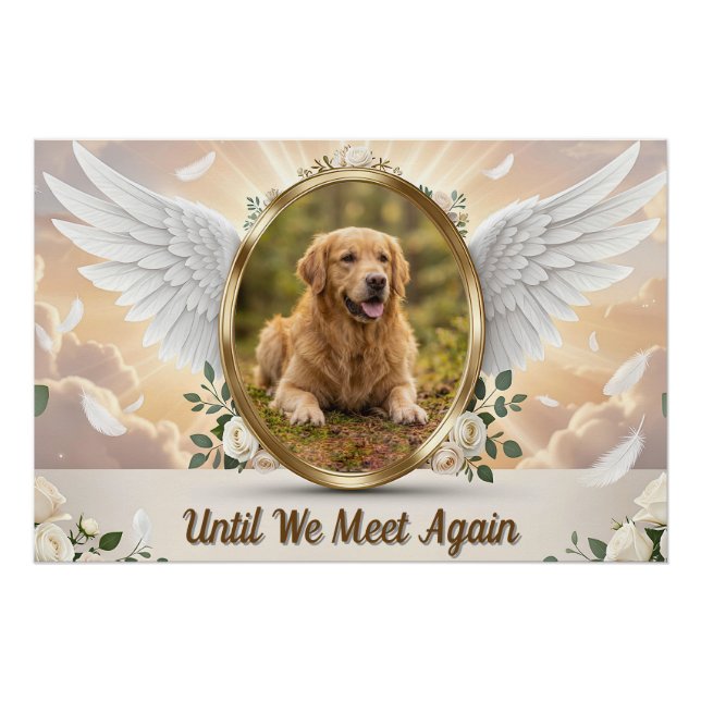 Personalised Angel Wings Pet Memorial Portrait Poster (Front)