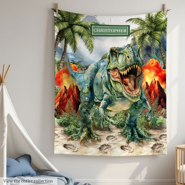 Personalised Angry T-Rex Blanket Unique Boys (Personalized Angry T-Rex Blanket Unique Boys)