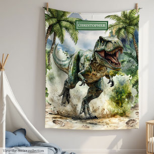 Personalised Angry T-Rex Blanket Unique for Boys