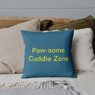 Personalised Animal Pet Cat Funny Quote Cute Teal Cushion
