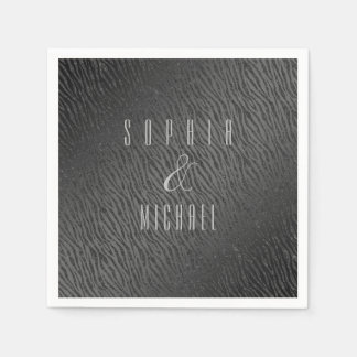 Personalised Animal Print Black Glitter Glam Napkin