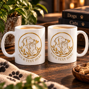 Personalised Animal Rescue Dog and Cat Gold Heart Coffee Mug