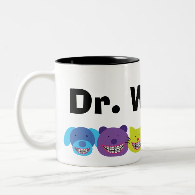 Personalised Animals in Braces Orthodontists Two-Tone Coffee Mug (Left)