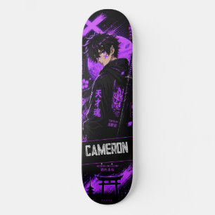 Personalised Anime  Black Purple Samurai  Skateboard
