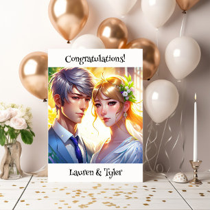 Personalised Anime Couple Congratulations Card