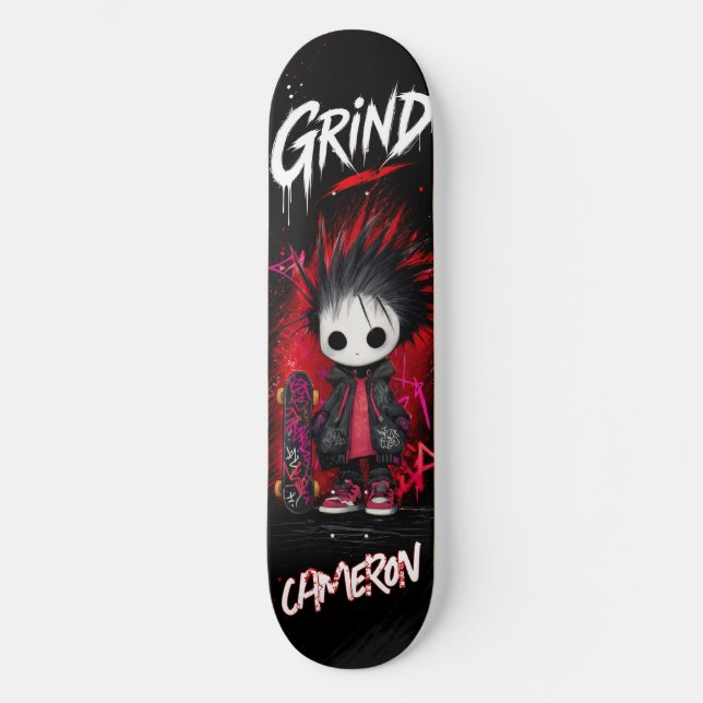 Personalised Anime Emo Graffiti Urban Skateboard  (Front)