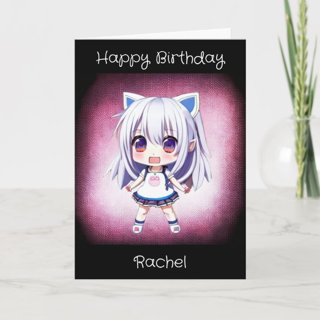 Personalised Anime Girl | Inside Colouring Page Card (Front)
