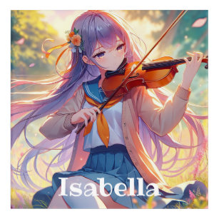 Personalised Anime Girl Playing the Violin Acrylic Print