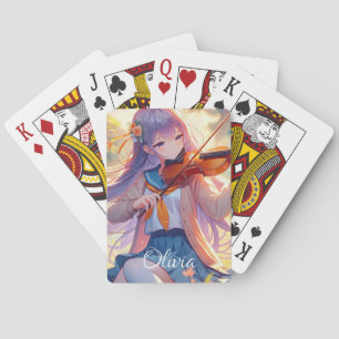 Personalised Anime Girl Playing the Violin Cards