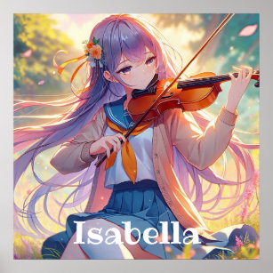Personalised Anime Girl Playing the Violin Poster