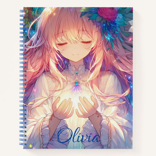 Personalised Anime Girl Sketchbook Notebook (Front)