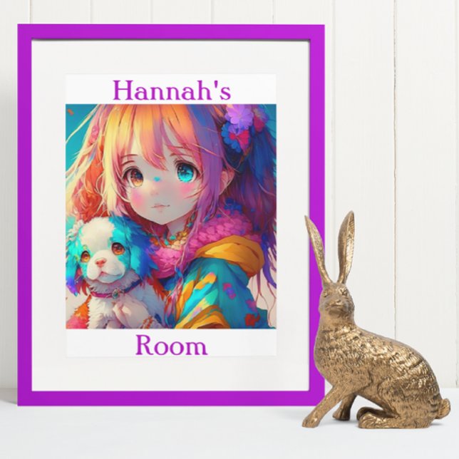 Personalised Anime Girl with Puppy Poster (Creator Uploaded)