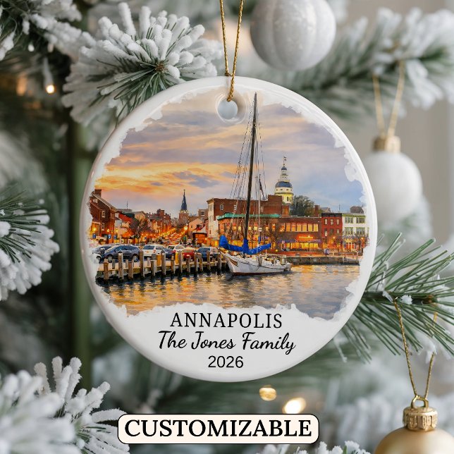 Personalised Annapolis Ornament, Custom Maryland Ceramic Tree Decoration (Creator Uploaded)