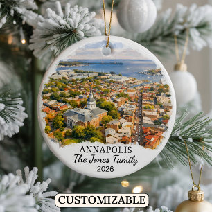 Personalised Annapolis Ornament, Custom Maryland Ceramic Tree Decoration