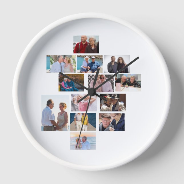 Personalised Anniversary 13 Photo Collage  Clock (Front)