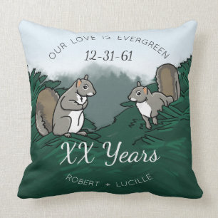 Personalised Anniversary Evergreen Love Squirrels Cushion