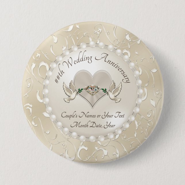 Personalised Anniversary Party Favours for Guests 7.5 Cm Round Badge (Front)