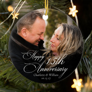 Personalised Anniversary Wedding Photo Ceramic Tree Decoration