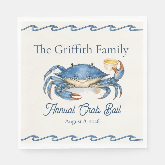 Personalised Annual Crab Boil Paper Napkins (Front)