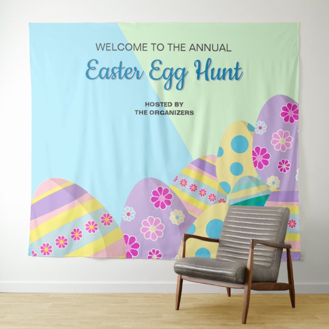 Personalised Annual Easter Egg Hunt photo backdrop Tapestry (In Situ (Horizontal))