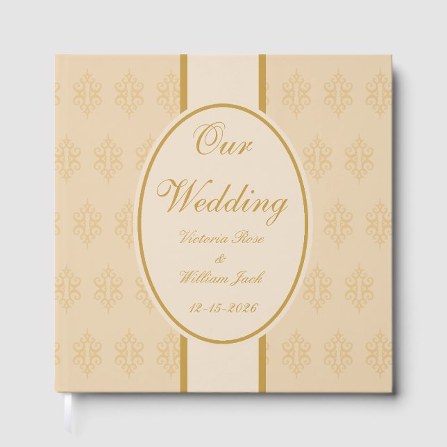 Personalised Antique Lace Wedding Guestbook  (Front)