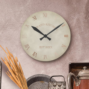 Personalised Antique Look Kitchen Country House Round Clock