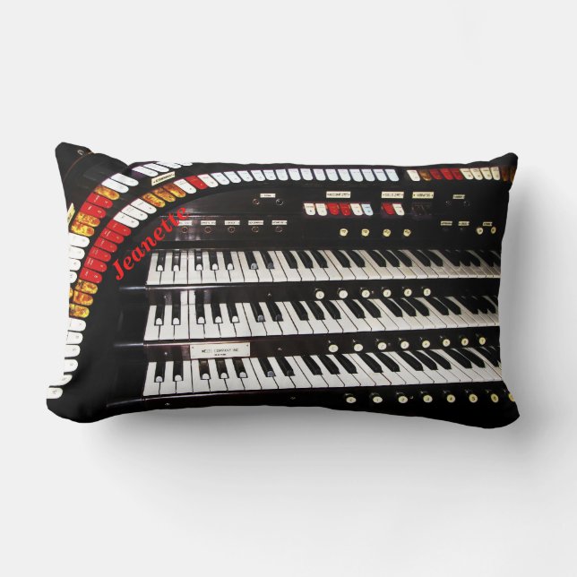 Personalised Antique Organ Keyboard Lumbar Cushion (Front)