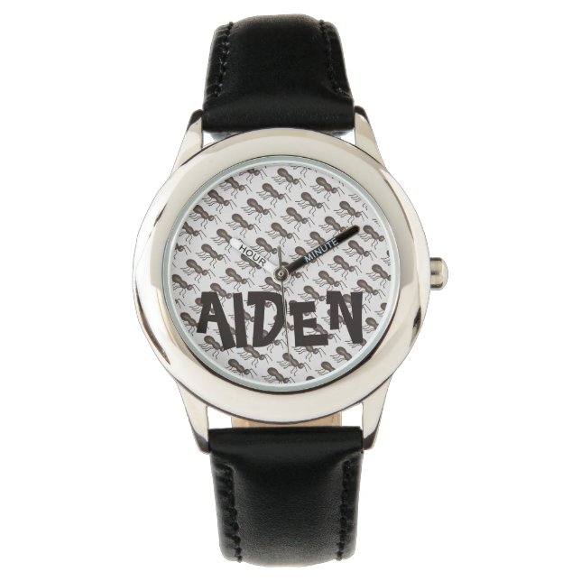 Personalised Ants Marching Black Ant Insect Watch (Front)