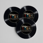 Personalised Any Age Vintage Custom Photo Birthday Round Paper Coaster<br><div class="desc">Step back in time and add a touch of vintage flair to your celebration with our Personalised Any Age Vintage Custom Photo Birthday Round Paper Coasters designed to look like classic records! Perfect for a retro-themed party, these coasters capture the classic nostalgia and vintage retro vibe that's perfect for milestone...</div>