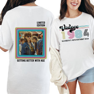 Personalised Any Age Vintage Photo Birthday Cool T-Shirt
