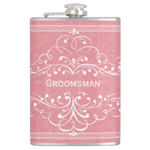 Personalised Any Colour Vintage Flourish Groomsman Hip Flask