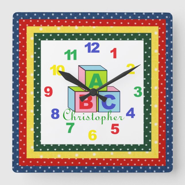 Personalised (ANY NAME) Child's Clock w/Numbers (Front)
