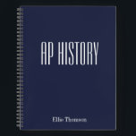 Personalised AP History Lined Paper Simple Design Notebook<br><div class="desc">A cute,  trendy notebook to take to history class or for homework with a simple,  minimalist cover in pretty navy blue and space for the school subject and your name to be personalised.</div>