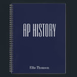 Personalised AP History Lined Paper Simple Design Notebook<br><div class="desc">A cute,  trendy notebook to take to history class or for homework with a simple,  minimalist cover in pretty navy blue and space for the school subject and your name to be personalised.</div>