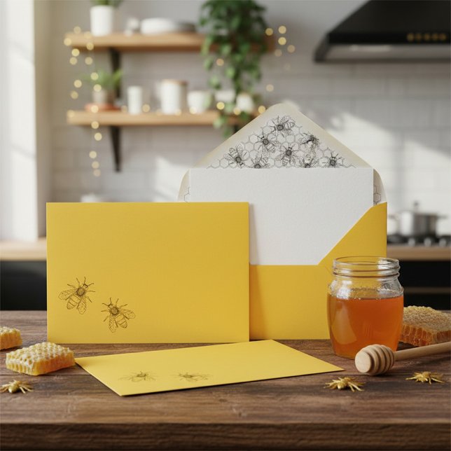 Personalised Apiary Yellow Bee Envelope (Creator Uploaded)