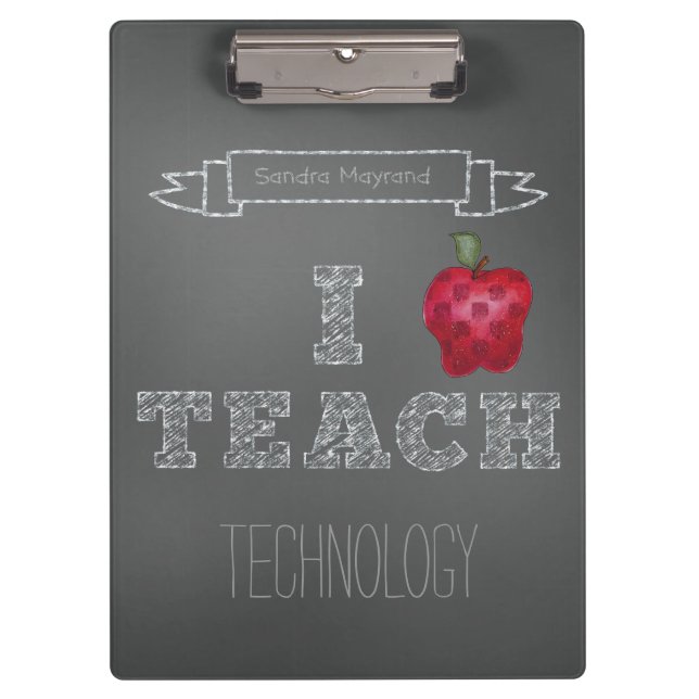 Personalised Apple Chalkboard I Teach Clipboard (Front)