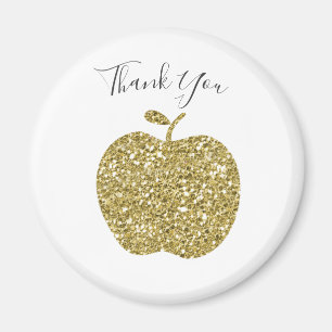 Personalised Apple Magnet for Teacher Faux Gold