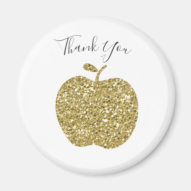 Personalised Apple Magnet for Teacher Faux Gold (Front)