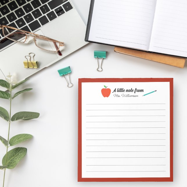 Personalised Apple Pencil Teacher Appreciation Notepad (Creator Uploaded)