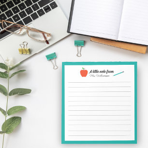 Personalised Apple Pencil Teacher Appreciation Notepad
