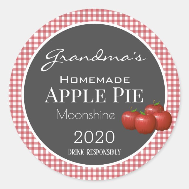 Personalised Apple Pie Moonshine Chequered Label (Front)