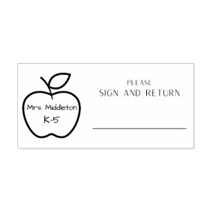Personalised Apple Sign and Return Rubber Stamp