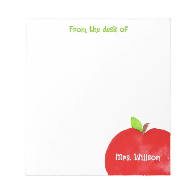Personalised Apple Teacher Kindergarten Notepad (Front)