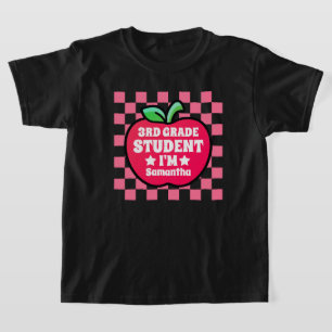 Personalised Apple Third Grade Student Name T-Shirt